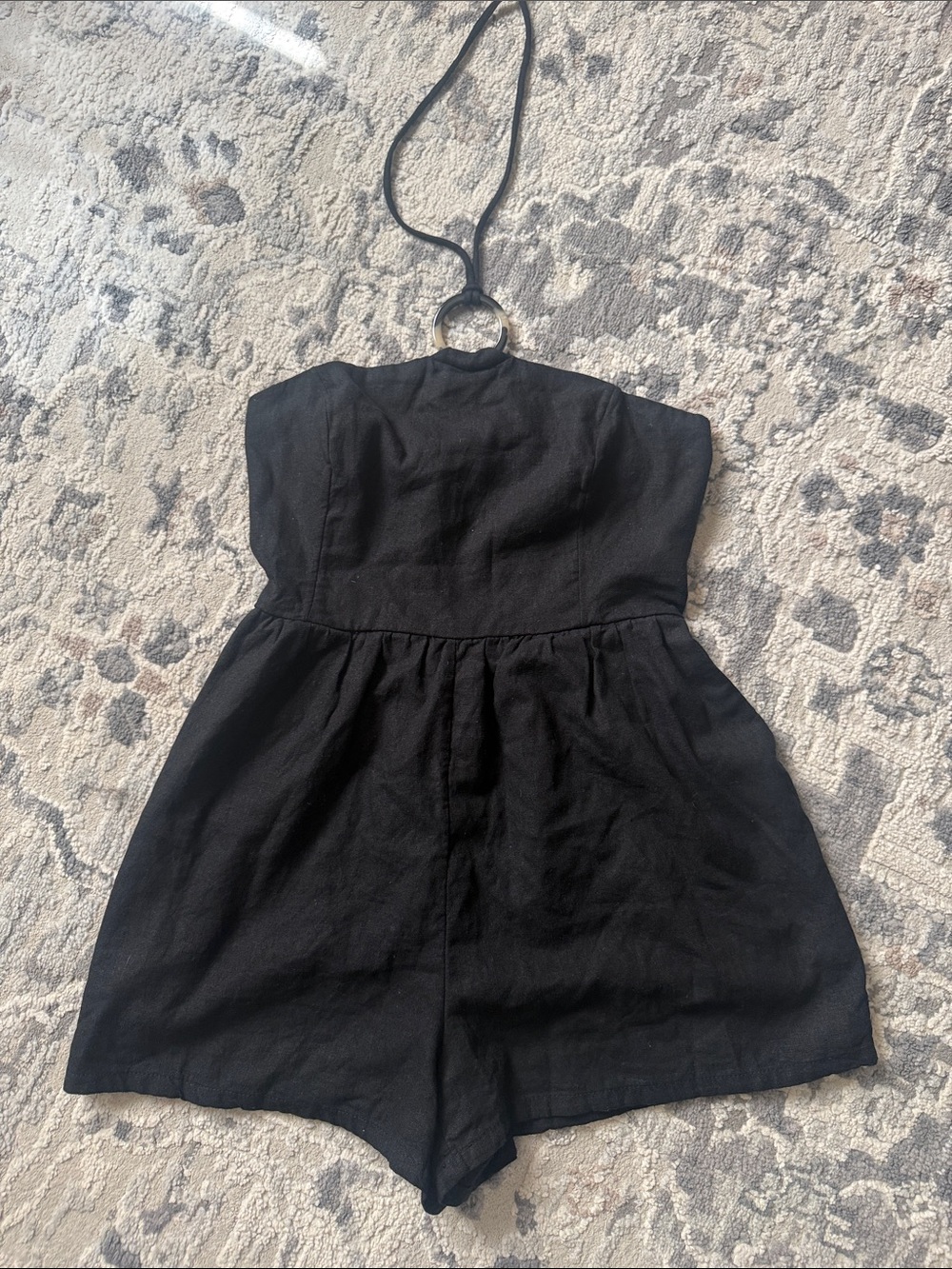 Old Navy Black Halter Romper with Ring Neckline
